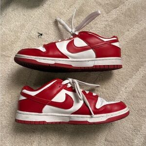 Nike Red and White Dunk Sneakers